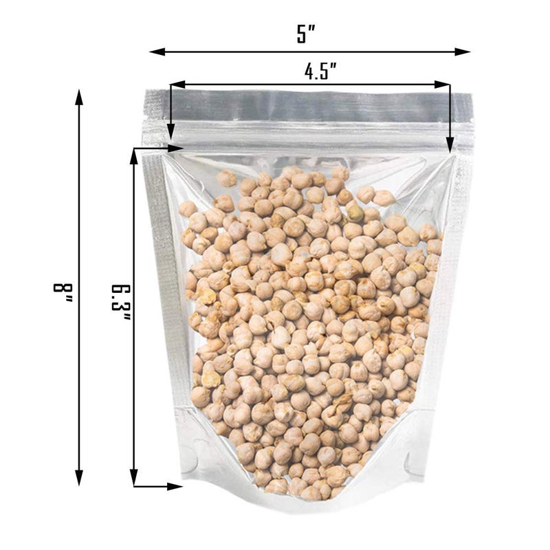 LOKQING 200 Pack 5x8 Mylar Bags with Window Stand Up Bgas 7.5mil Thick for Food Storage and Resealable for Small Business Packaging Bag - Image 4